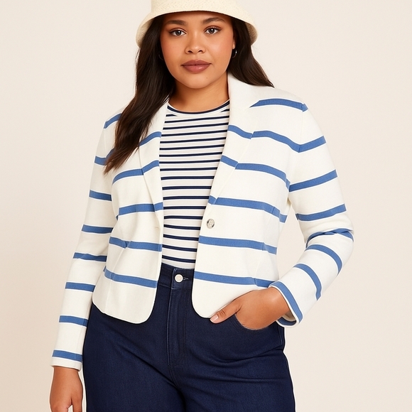 Rachel Zoe Nautical Striped Blazer - Large NWT - Picture 1 of 5
